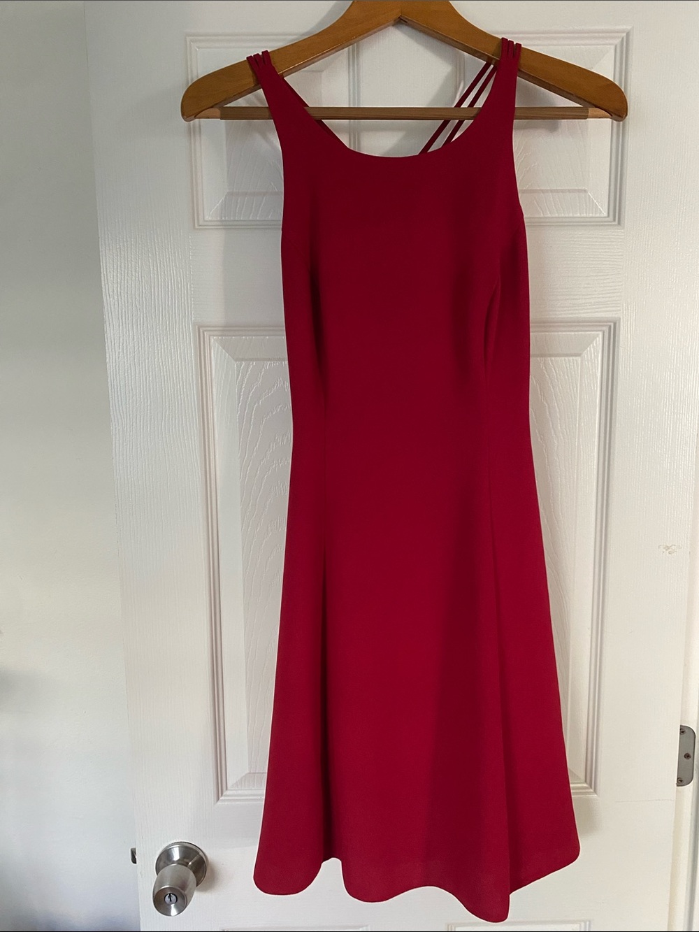 Elegant Fuchsia Midi Dress with Strappy Shoulders